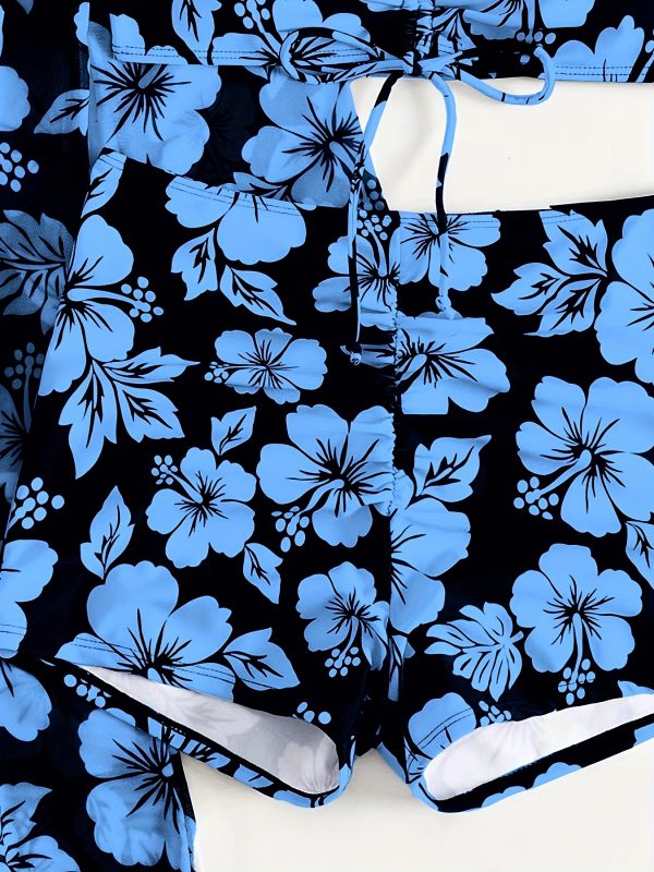 Set Bikini Sexy con Stampa Floreale e Copricostume, Manica Lunga, Costumi da Bagno in Nylon e Poliestere ad Alta Elasticità per Donne - Lavabile in Lavatrice - immagine 10